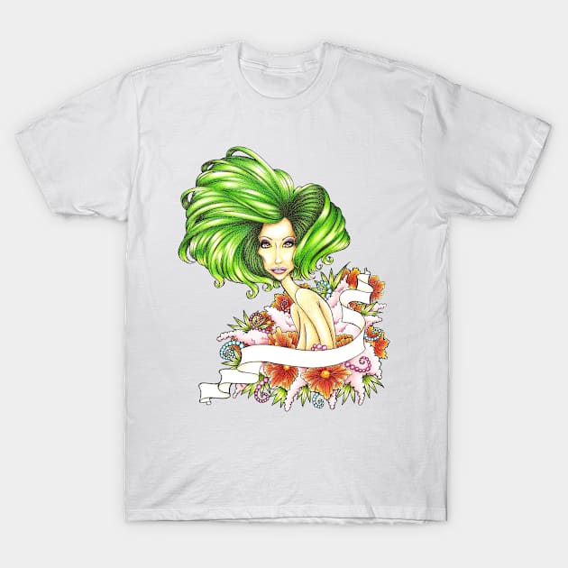 Green Hair T-Shirt by VazFelipe